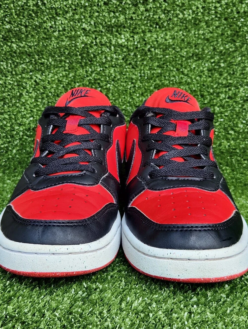 Nike Court Borough Low Big Kids Size 5.5 Youth Red Black Leather Sneakers Shoes